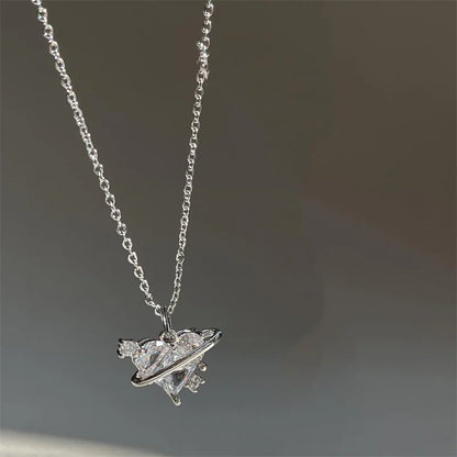 Cosmic Heart Ring Pendant Necklace