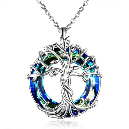 Tree of Life Drop Earrings with Purple & Aurora Crystals