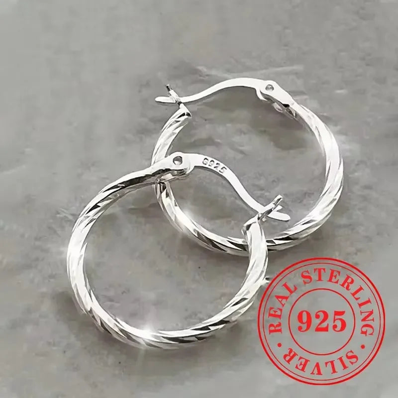 Floral Sterling Silver Hoop Earrings