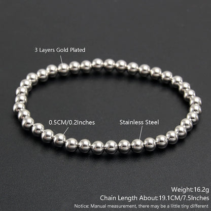 Stretch Ball Beaded Bracelet - Stacked Stainless Steel Bracelet for Women