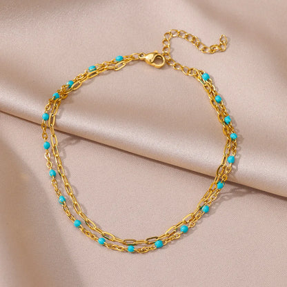Gold Stainless Steel Imitation Pearl Anklet – Summer Beach Jewelry