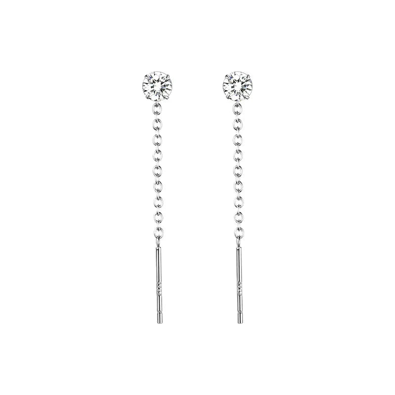 Elegant Silver Chain Drop Earrings – Heart/Flower/Star/Circle Charms