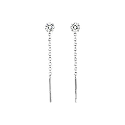 Elegant Silver Chain Drop Earrings – Heart/Flower/Star/Circle Charms