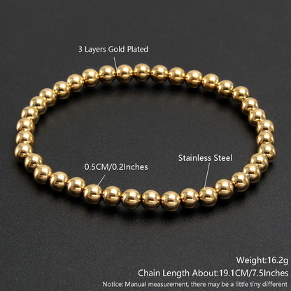 Stretch Ball Beaded Bracelet - Stacked Stainless Steel Bracelet for Women