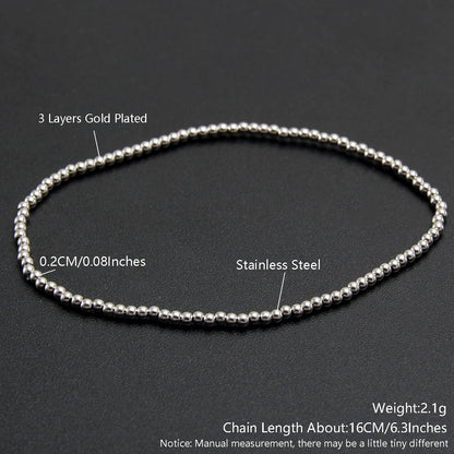 Stretch Ball Beaded Bracelet - Stacked Stainless Steel Bracelet for Women