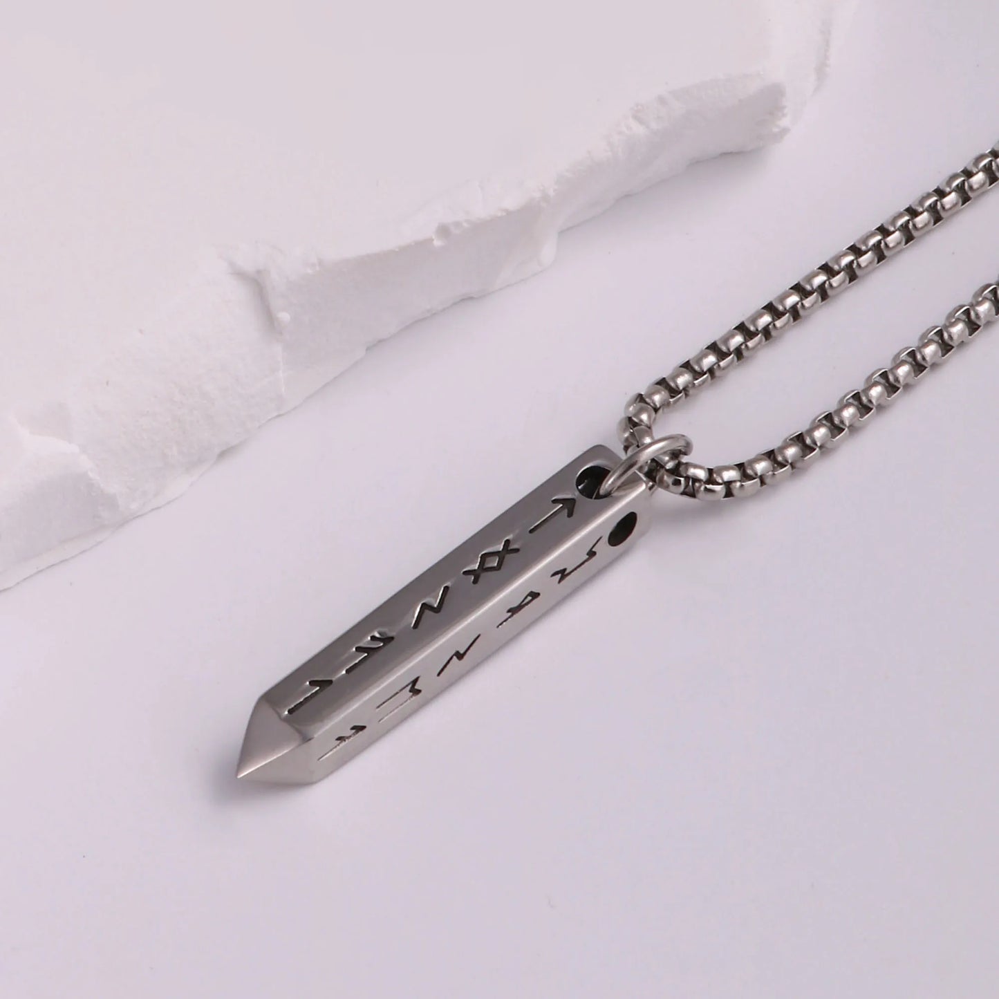 Viking Rune Necklace - Bar & Ring Pendant