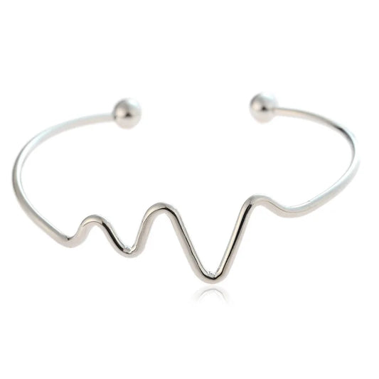 Vintage Leaf Heart Bow Arrow Open Cuff, Link Chain Bangle Bracelet