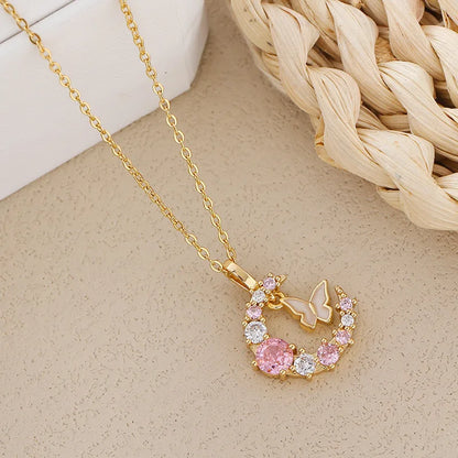 Butterfly & Crescent Moon Necklace