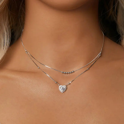 Double-Layer Moissanite Heart Necklace