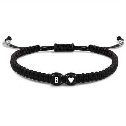 26 Letters Initial Heart Braided Bracelet
