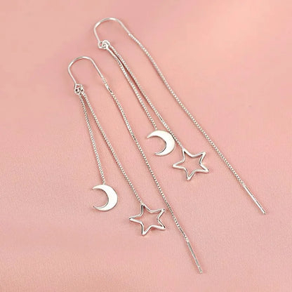 Crescent Moon & Star Tassel Drop EarringsCrescent Moon & Star Tassel Drop Earrings