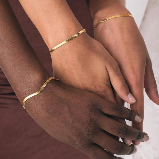 Classic Stainless Steel Snake Chain Bracelet – Gold, Silver & Rose Gold