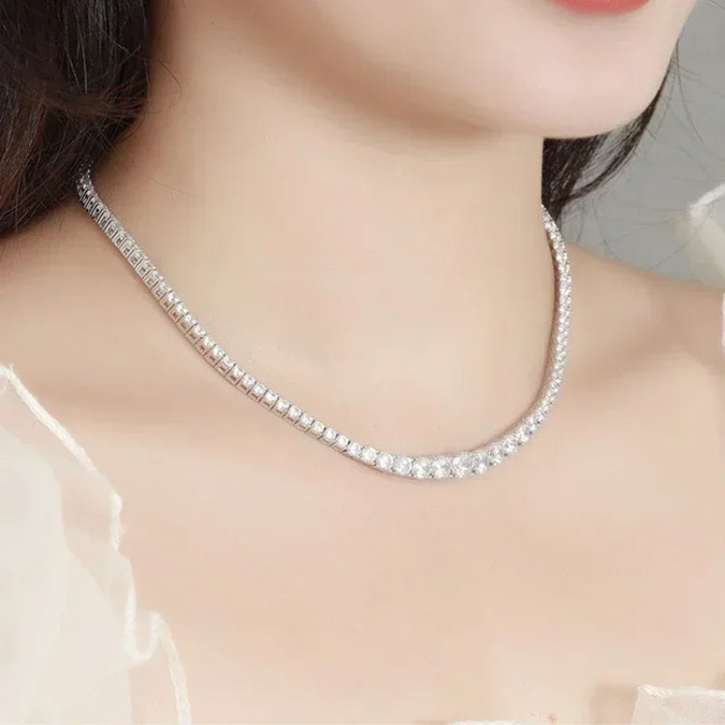 Moissanite Tennis Necklace – 925 Sterling Silver