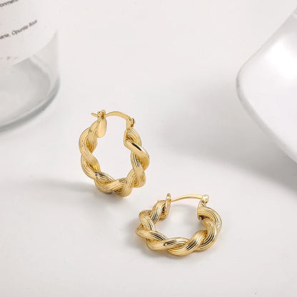 Gold Twisted Hoop Earrings