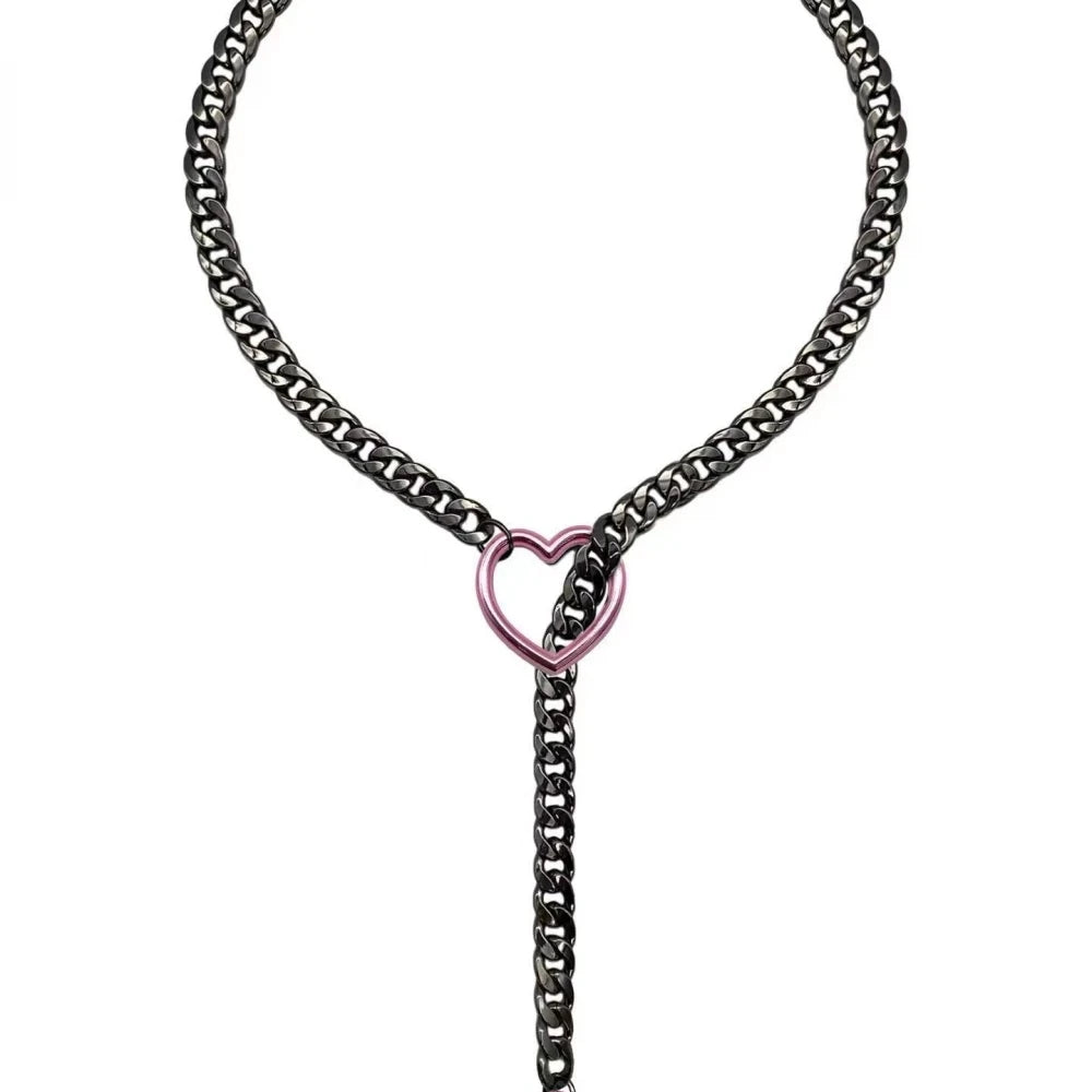 Heart O-Ring Slip Chain - Adjustable Lariat (Y-Necklace/Choker)