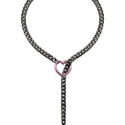 Heart O-Ring Slip Chain - Adjustable Lariat (Y-Necklace/Choker)