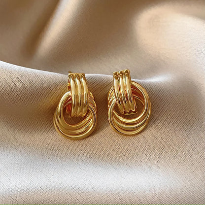 Geometric Striped Drop Earrings