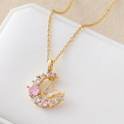 Butterfly & Crescent Moon Necklace