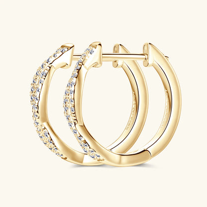 925 Sterling Silver / 14K Gold Plated Moissanite Hoop Earrings