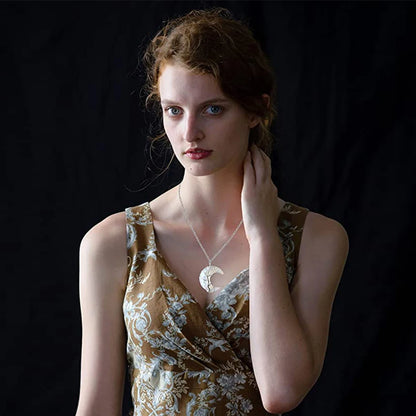 Tree of Life Crescent Moon Pendant – Wire-Wrapped Crystal Necklace