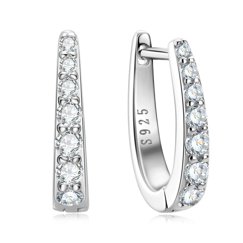 925 Sterling Silver Moissanite U-Hoop Earrings