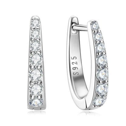 925 Sterling Silver Moissanite U-Hoop Earrings
