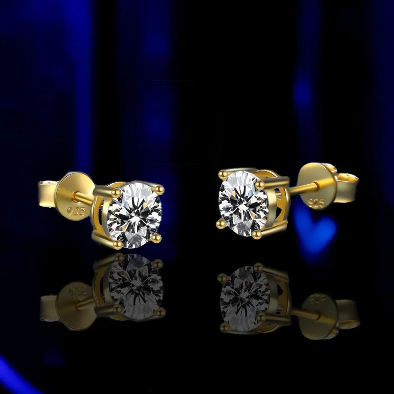 18K Gold Plated /  925 Sterling Silver Moissanite Stud Earrings