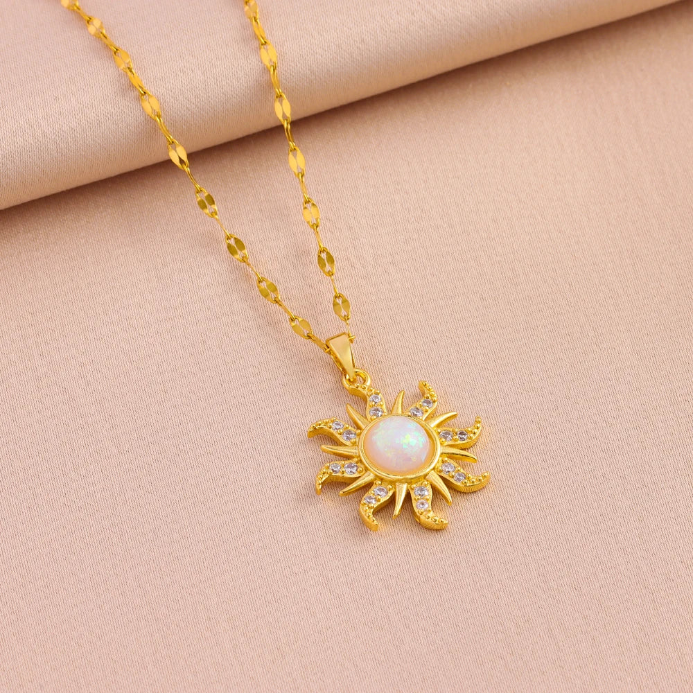 Sun Pendant Necklace - Gold Plated SS
