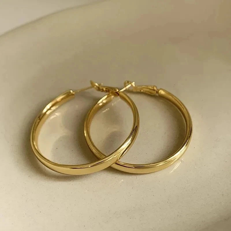 Hoop Earrings – Oversized Gold/Silver Chain-Link Design