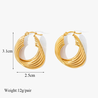 Vintage Multi-Shaped Gold Twist Hoop Earrings