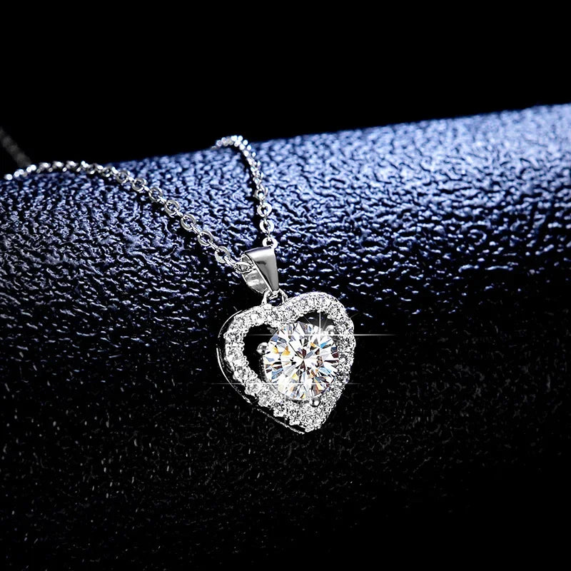 Moissanite Heart Pendant Necklace
