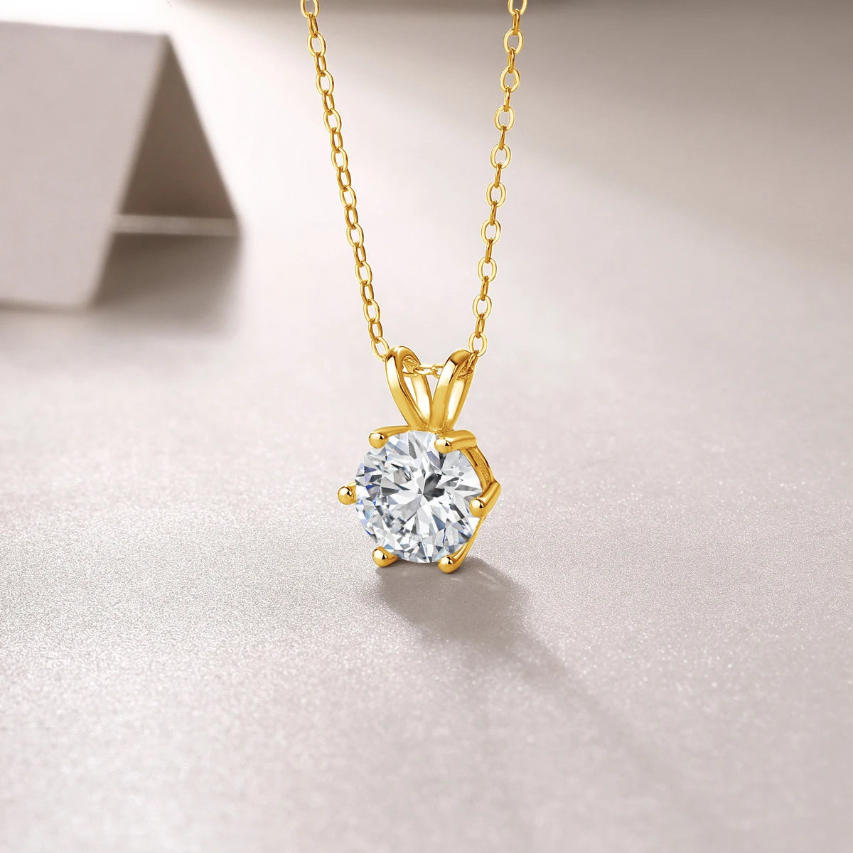 Gold Moissanite Pendant Necklace