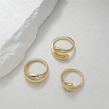 Open Rings Set Eccentric Chunky Geometric Ring