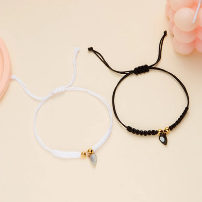 Adjustable Heart Magnet Braided Bracelet for Couples