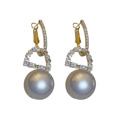 Bohemian Pearl & Rhinestone Stud Earrings