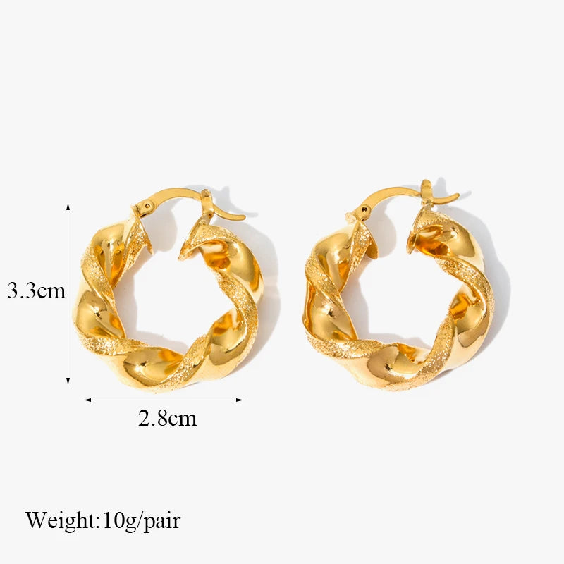 Vintage Multi-Shaped Gold Twist Hoop Earrings