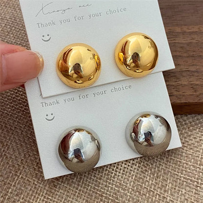 Half Bead And Heart Metal Stud Earrings