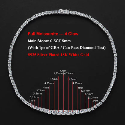 4-Prong Moissanite Tennis Necklace – 925 Sterling Silver