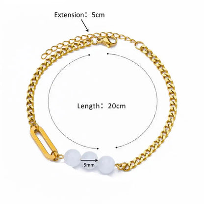 Gold Stainless Steel Imitation Pearl Anklet – Summer Beach Jewelry