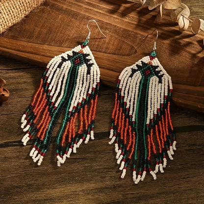Bohemian Beaded Tassel Earrings – Lightweight Colorful Dangle Drops