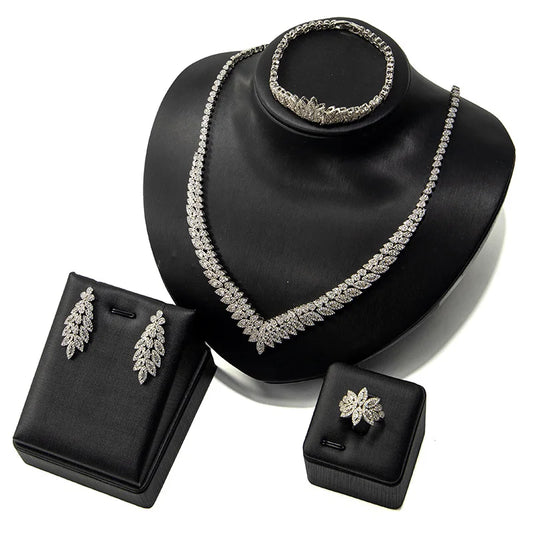 Luxury Jewelry Set – Necklace, Ring, Bracelet & Earrings (Dubai Style)