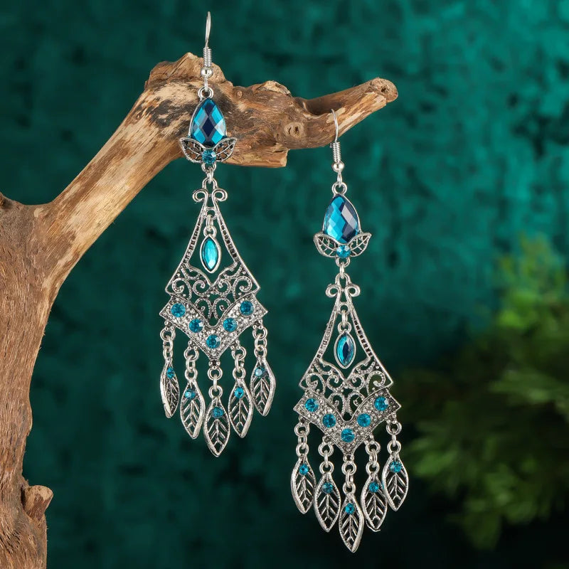 Bohemian Crystal Drop Earrings – Multicolor Rhinestone Dangles