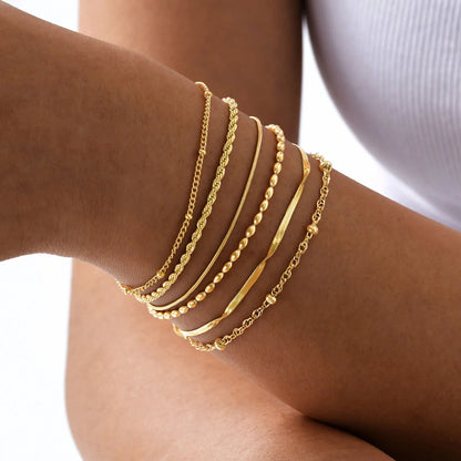Thin Link Stainless Steel 18K Gold Plated Bracelet