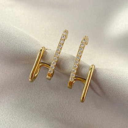 Exquisite Rhinestone Round Ear Cuff Stud Earrings