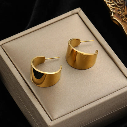Vintage Multi-Shaped Gold Twist Hoop Earrings
