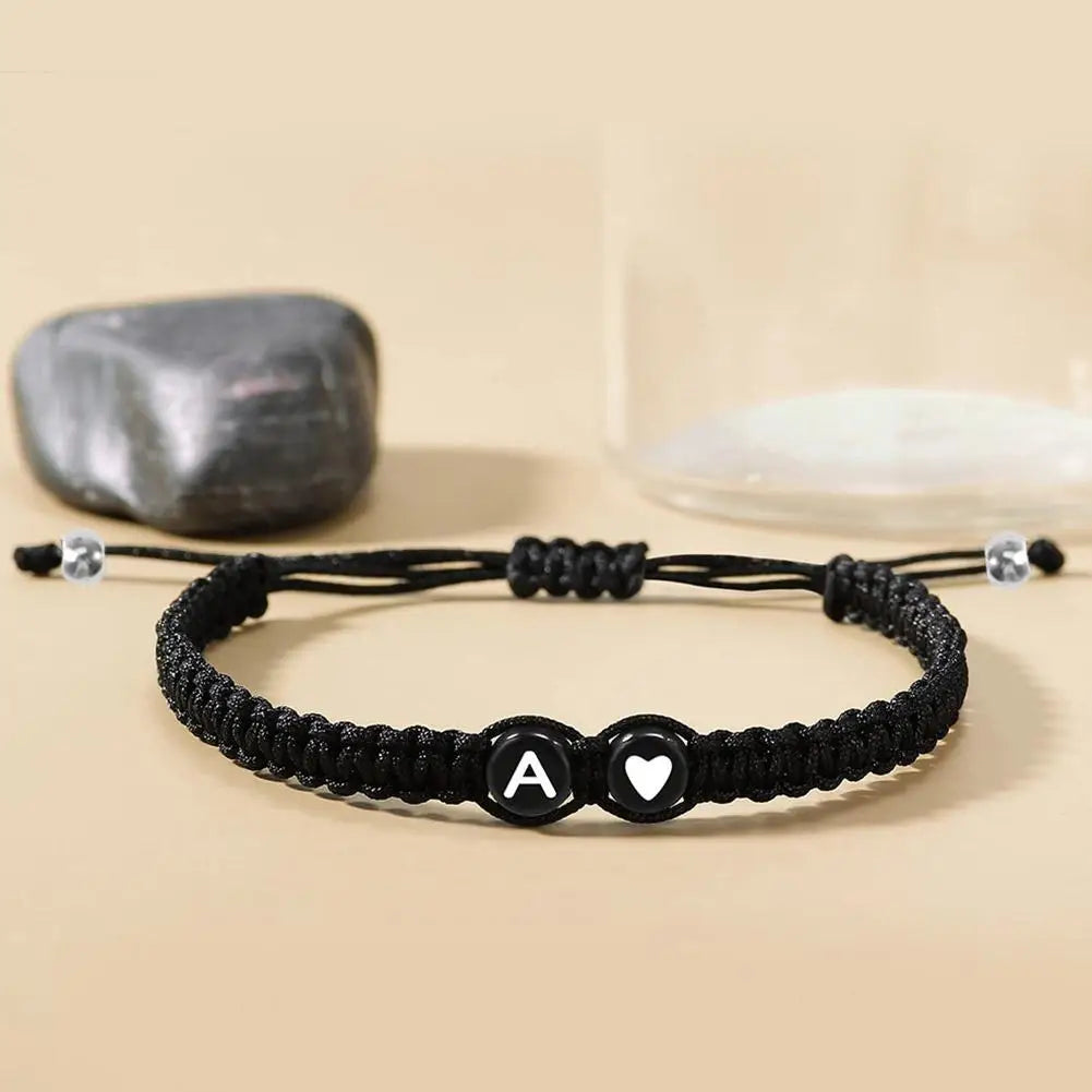 26 Letters Initial Heart Braided Bracelet