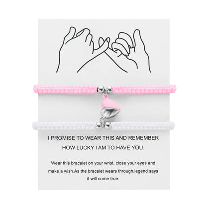 Adjustable Heart Magnet Braided Bracelet for Couples