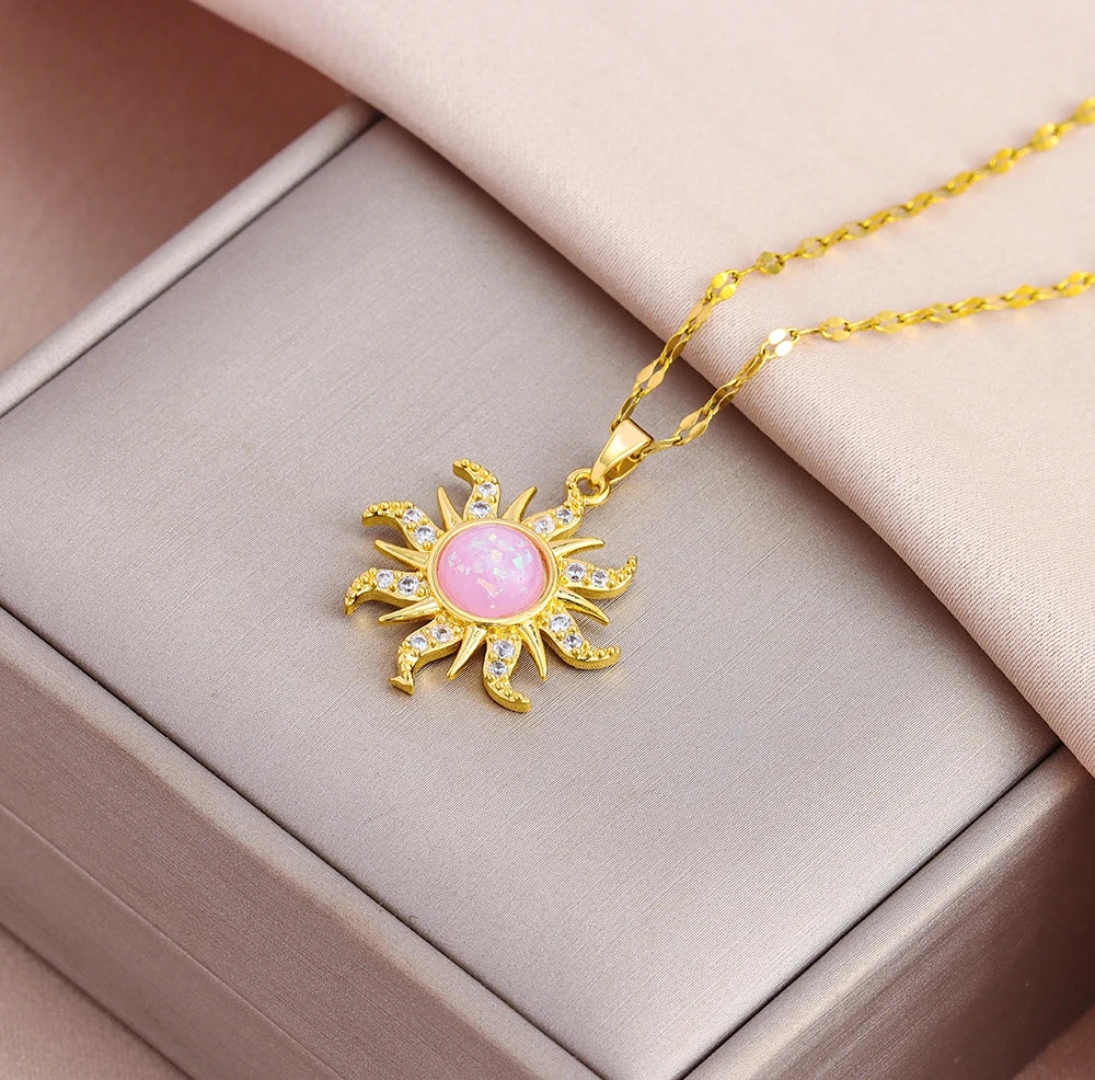Sun Pendant Necklace - Gold Plated SS