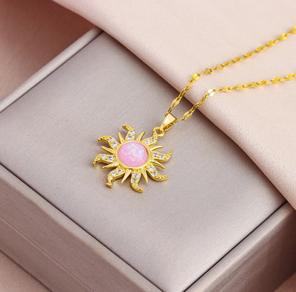 Sun Pendant Necklace - Gold Plated SS