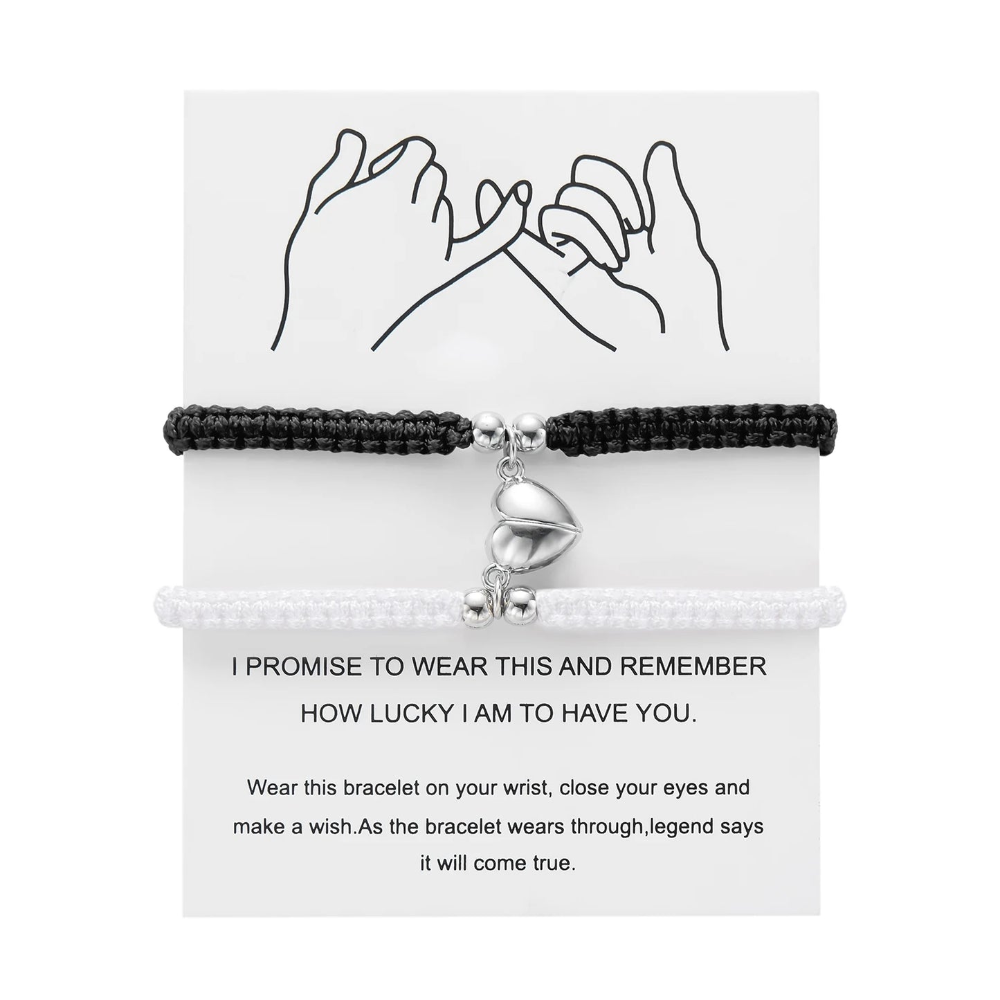 Adjustable Heart Magnet Braided Bracelet for Couples